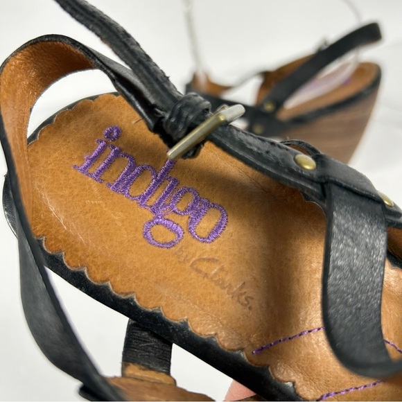 Indigo Elegant Black Strappy Leather Heeled Sandals 10 - Picture 7 of 8